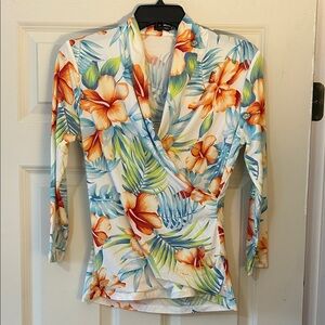 J.McLaughlin Crossover Hawaiian Floral Top